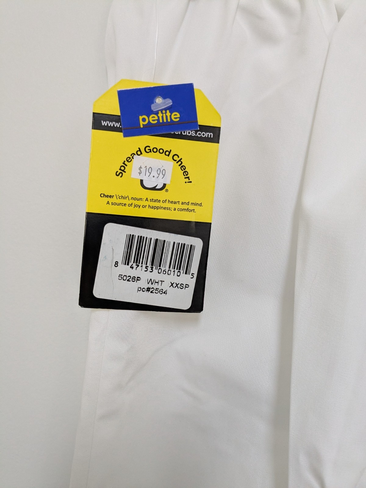 Wonder Wink Origins Scrub Pants #5026P, Sz. XXSP, Color ~ White, Cargo Pockets!!