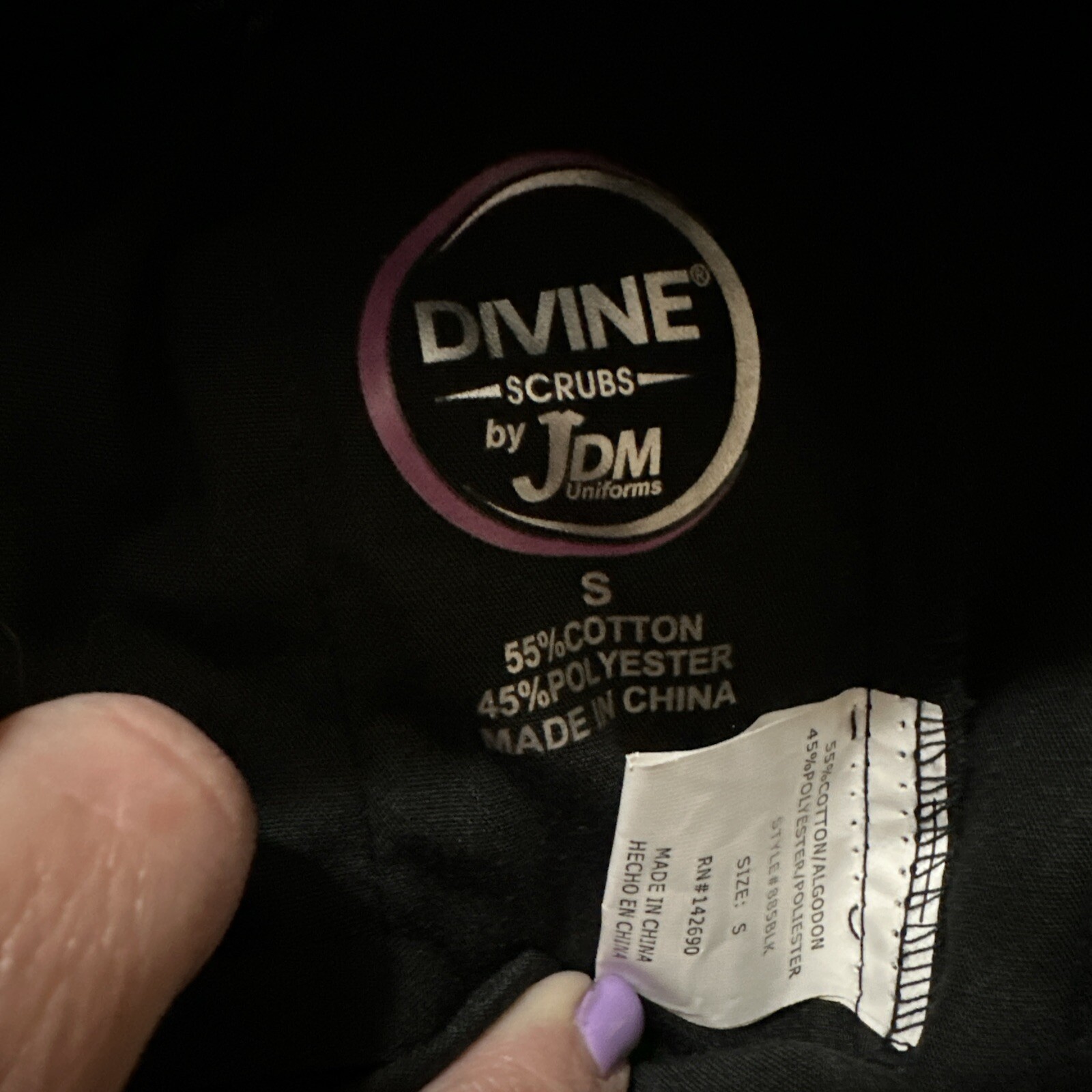 Divine Scrubs Womens Pants Small Black Elastic Waist 28×29 Medical NWT