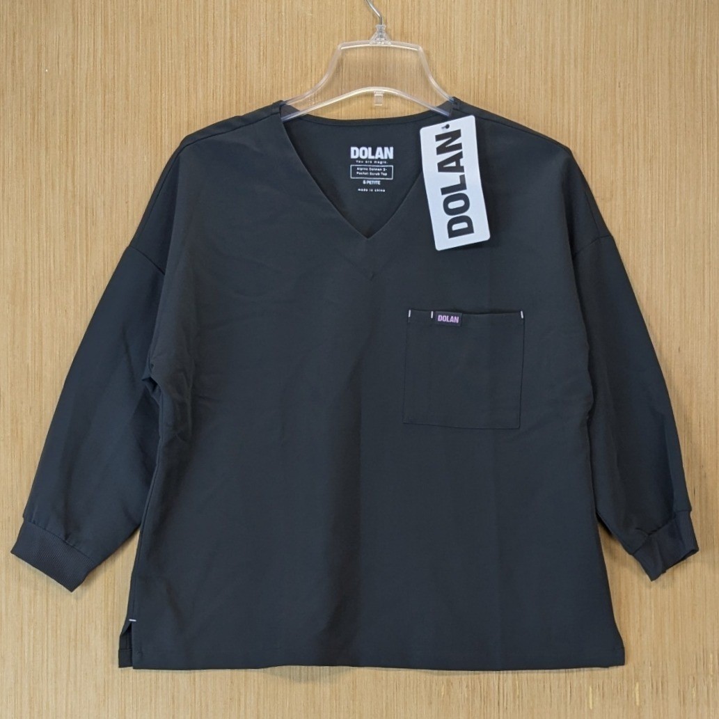 Dolan Alpine Dolman 2-Pocket Scrub Top Gray V-Neck Women S Petite New Workwear