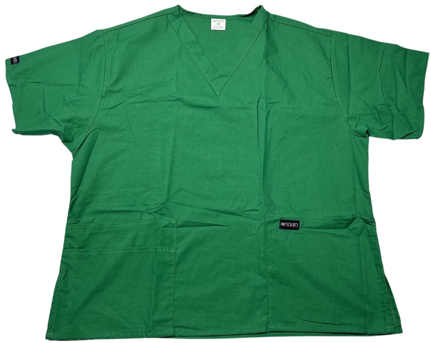 Scrub Top Womens (2X) Hunter Green 3 Pockets V Neck Short Sleeves Medical NWOT