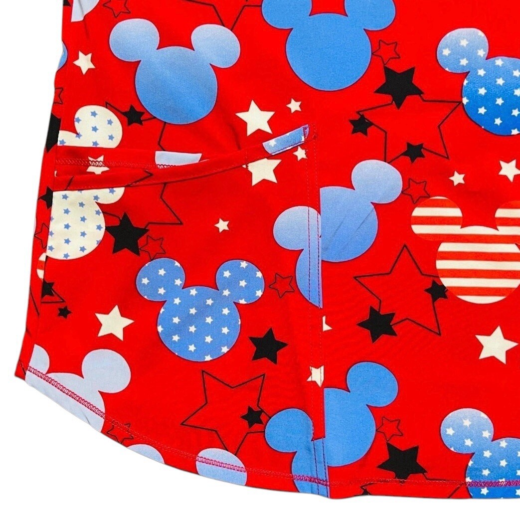 Women’s Scrubstar Red, White, and Blue Mickey Mouse Scrub Top Size Small NEW