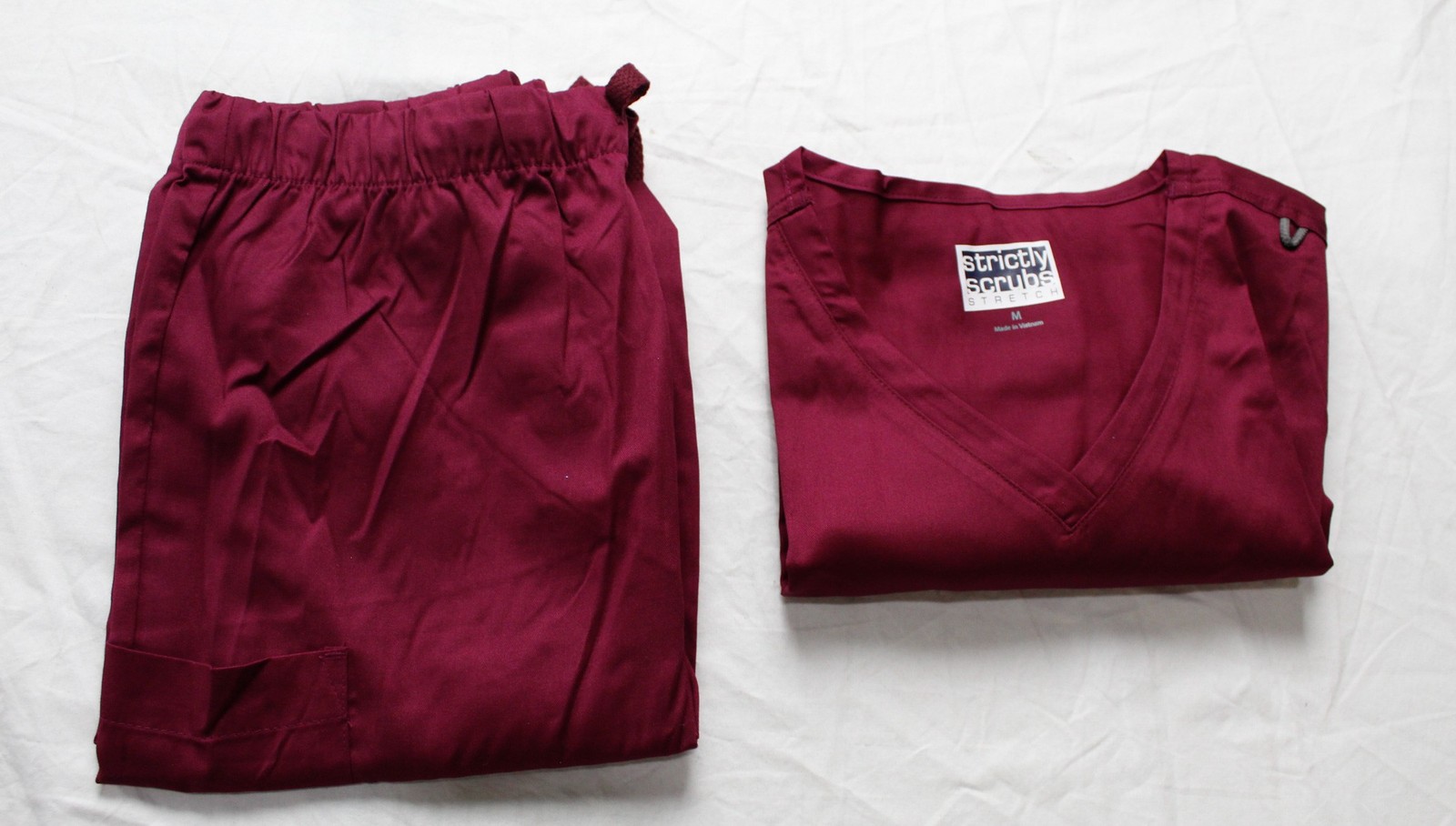 Strictly Scrubs Stretch Women’s Solid Pocket Scrub Set EJ3 Purple Medium NWT