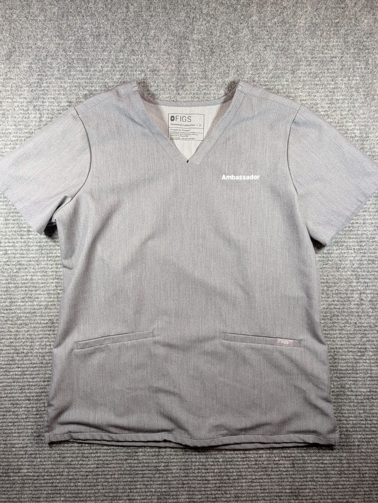 FIGS Scrub Top Shirt V-Neck Medical Women’s Sz Med. Technical Collection Gray