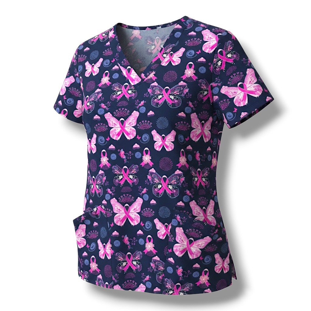 Women’s GT Performance Breast Cancer Awareness Butterfly Scrub Top – Medium
