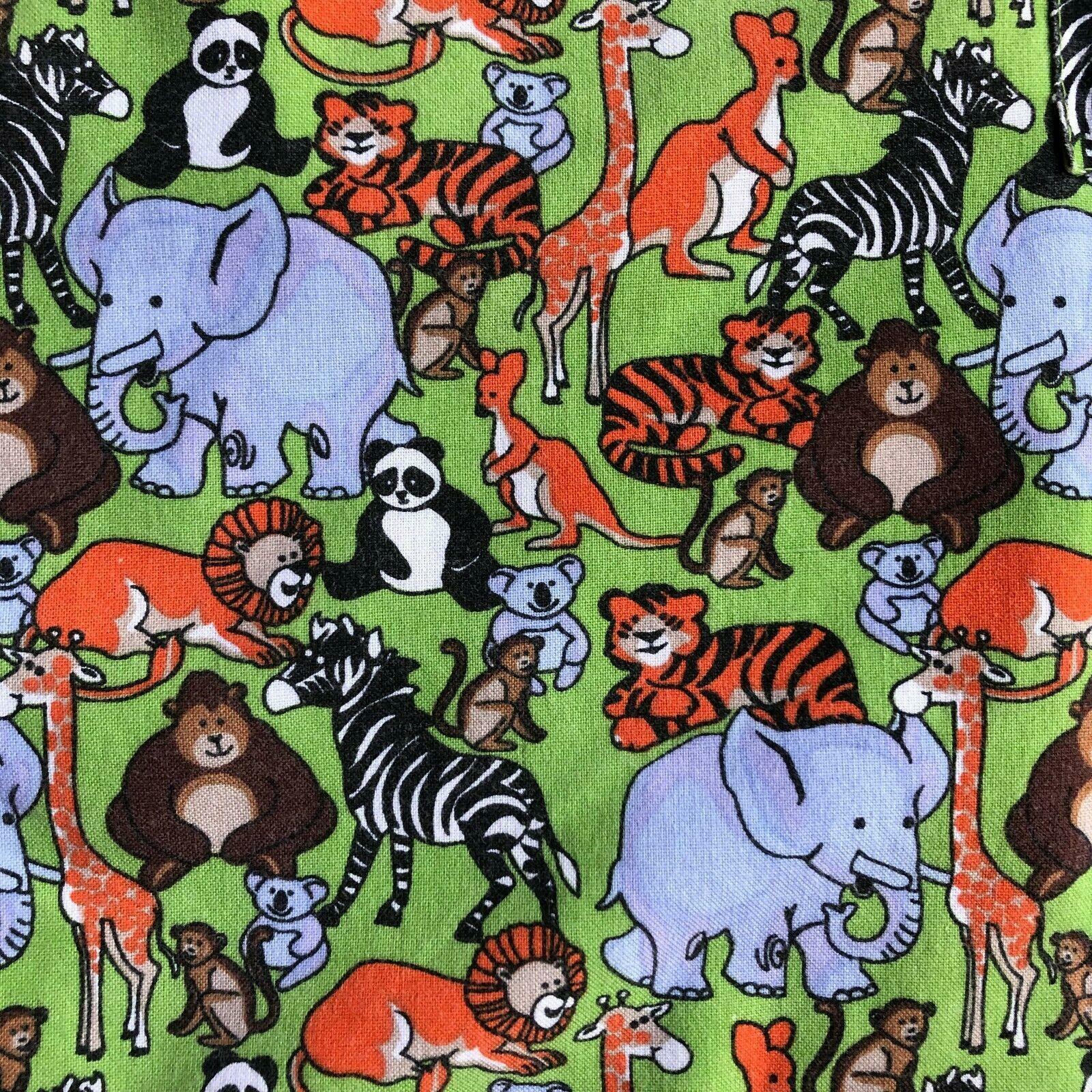 The Scrub Company Safari Animal Print Poly Cotton Blend Top Womens L Nursing