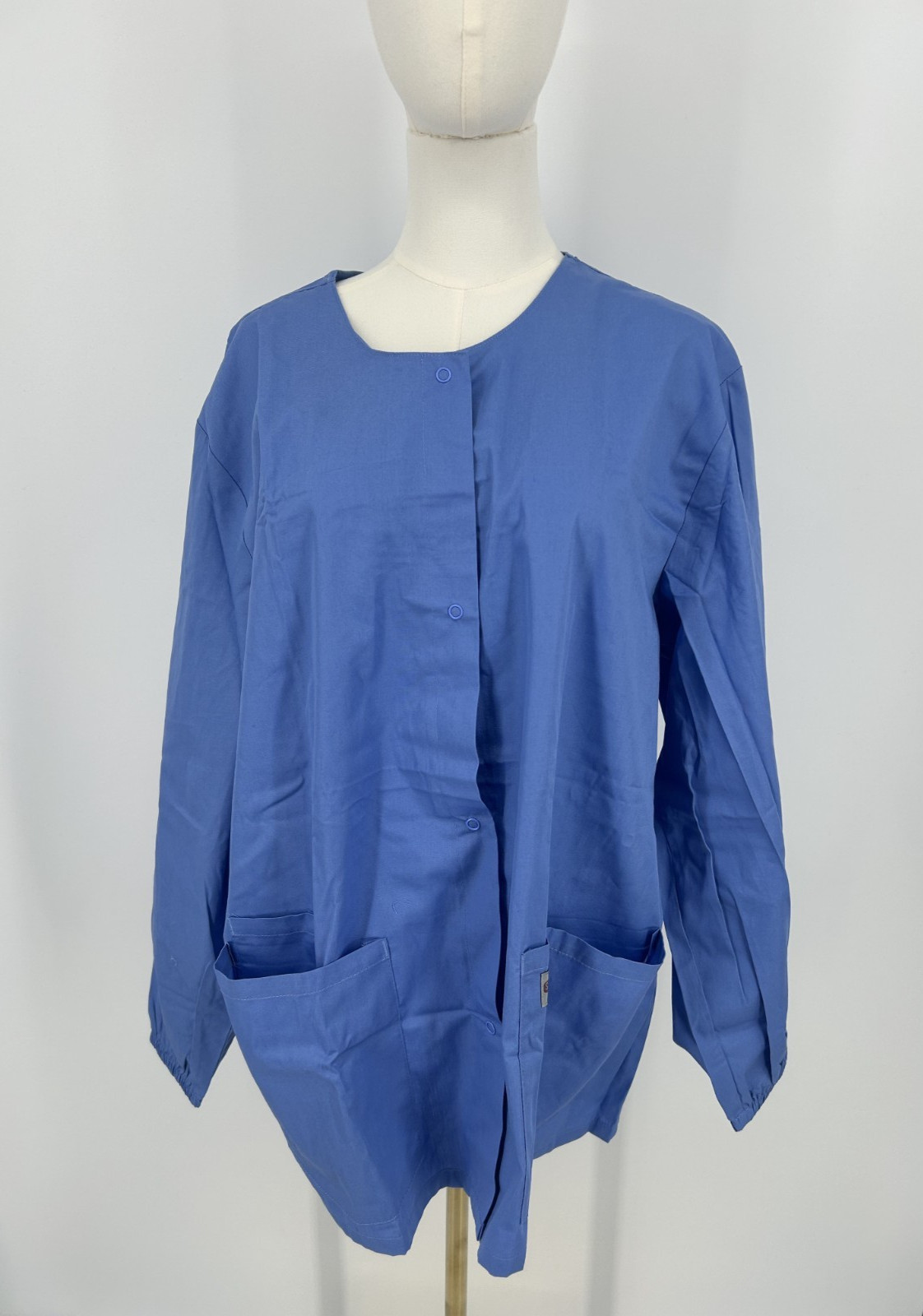 ScrubZone Landau Women’s Modern Fit Long Sleeve Button Up Scrub Top XL Blue