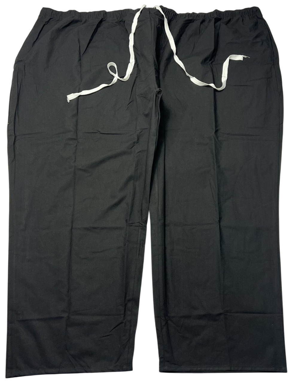 Scrub Pants Unisex (10X) Black Solid 3 Pockets Elastic Waistband Medical NWOT