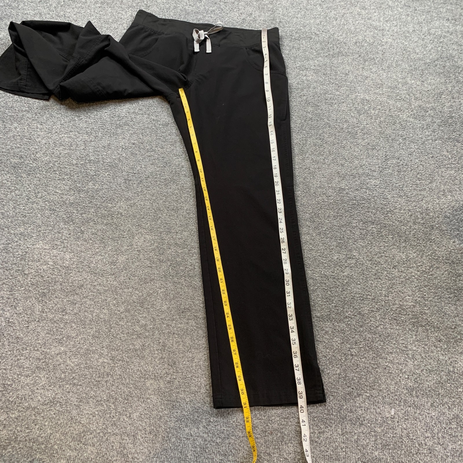 Figs Scrub Pants Womens M Medium Black Kade Straight Leg Drawcord Cargo Pocket