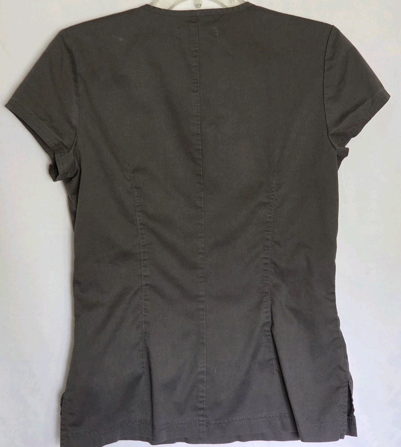 Lot of 2 Koi Womens Scrub Tops Size Small Pockets 1 Animal Print 1 Solid Gray