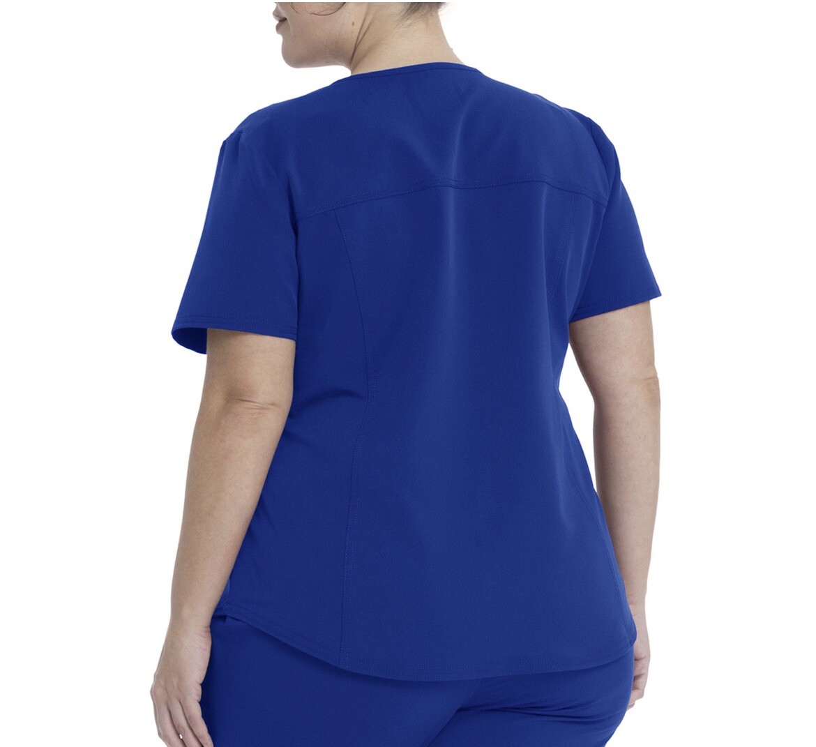 Womens XL Solid Blue Scrub Top Mock Wrap V Neck Premium Ultimate Scrubstar