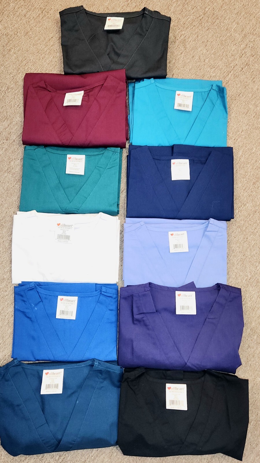 Allheart Unisex Basics Scrub Top Many Colors XS, S, M, L, XL, XXL