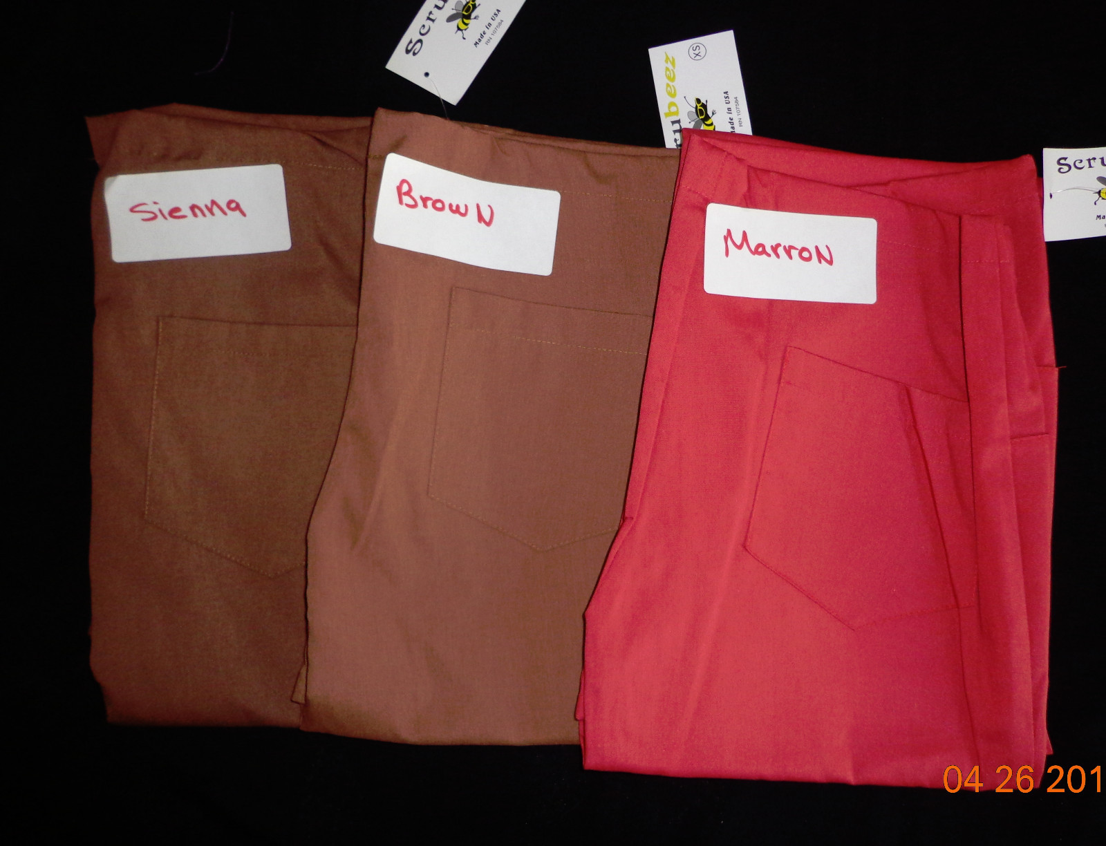 Scrubeez Women Drawstring Flare Scrub Pants Medical Uniform Sz M Regular Marron
