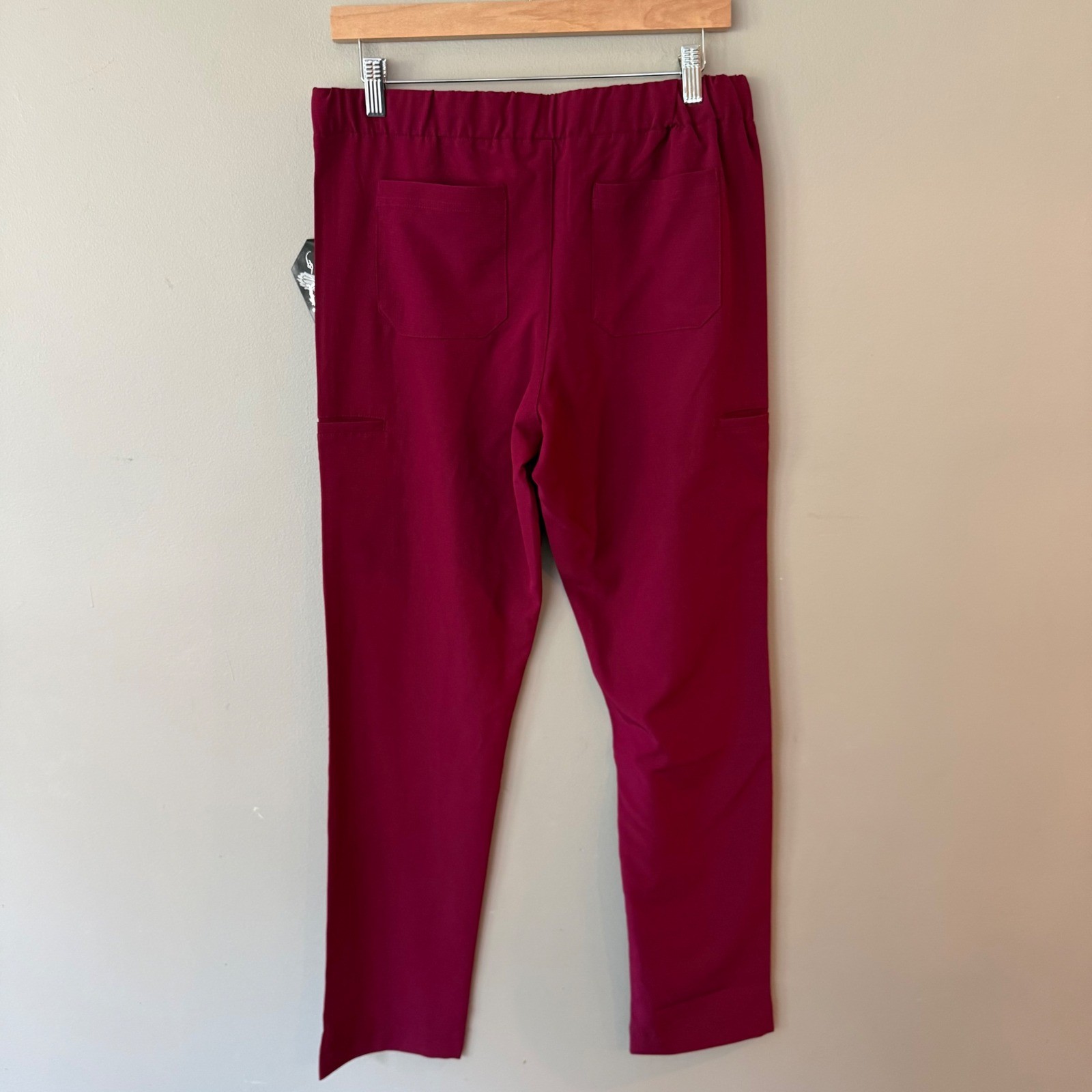 Material Girl by Medgear Scrubs Set Womens Black Top Burgundy Pants NWT Small