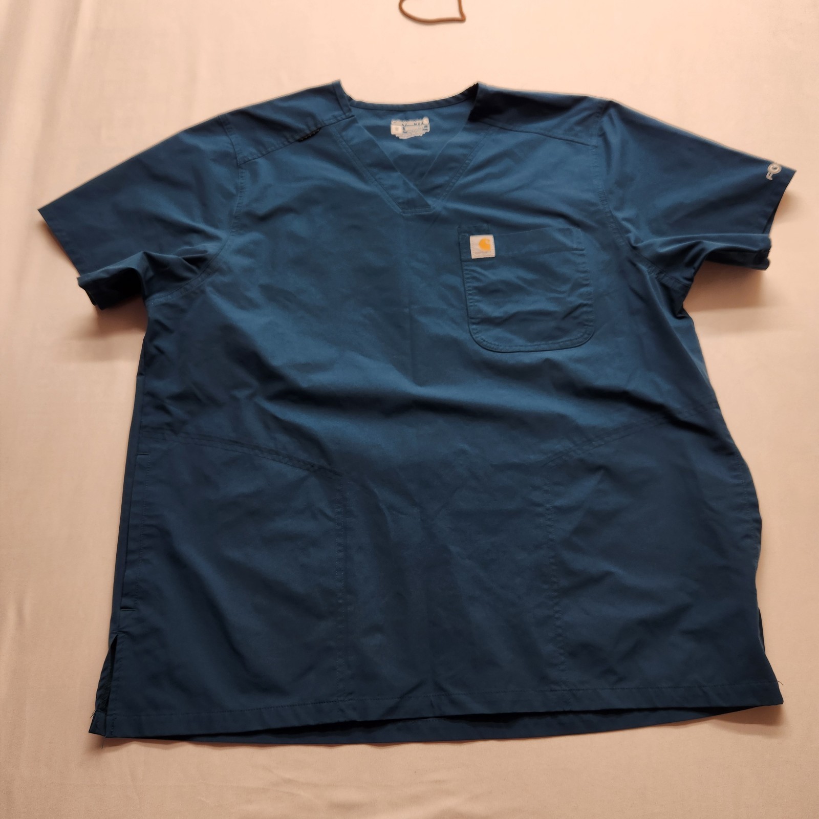 ⭐️Carhartt Force Cross-Flex Men’s V-Neck Scrub Top Blue Utility Pocket XLarge