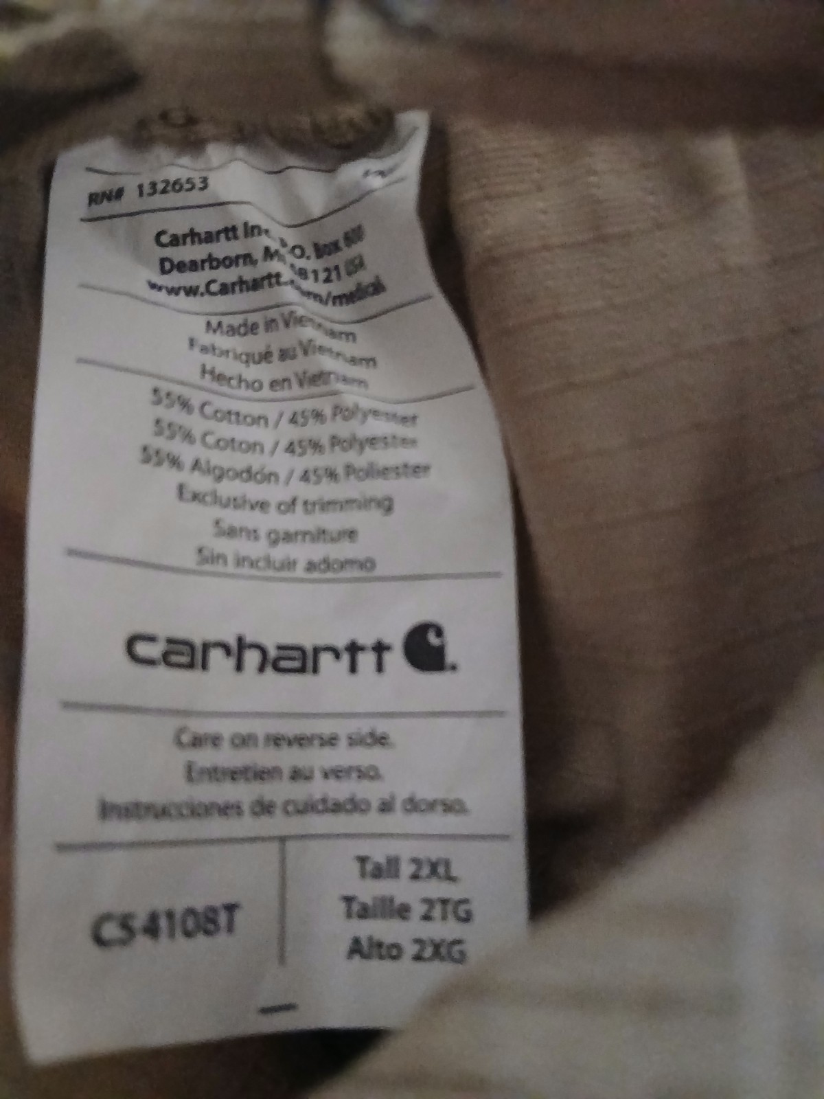 NWT Carhartt Carpenter Style Khakis Pants Unisex Tall 2XL C54108T KHI