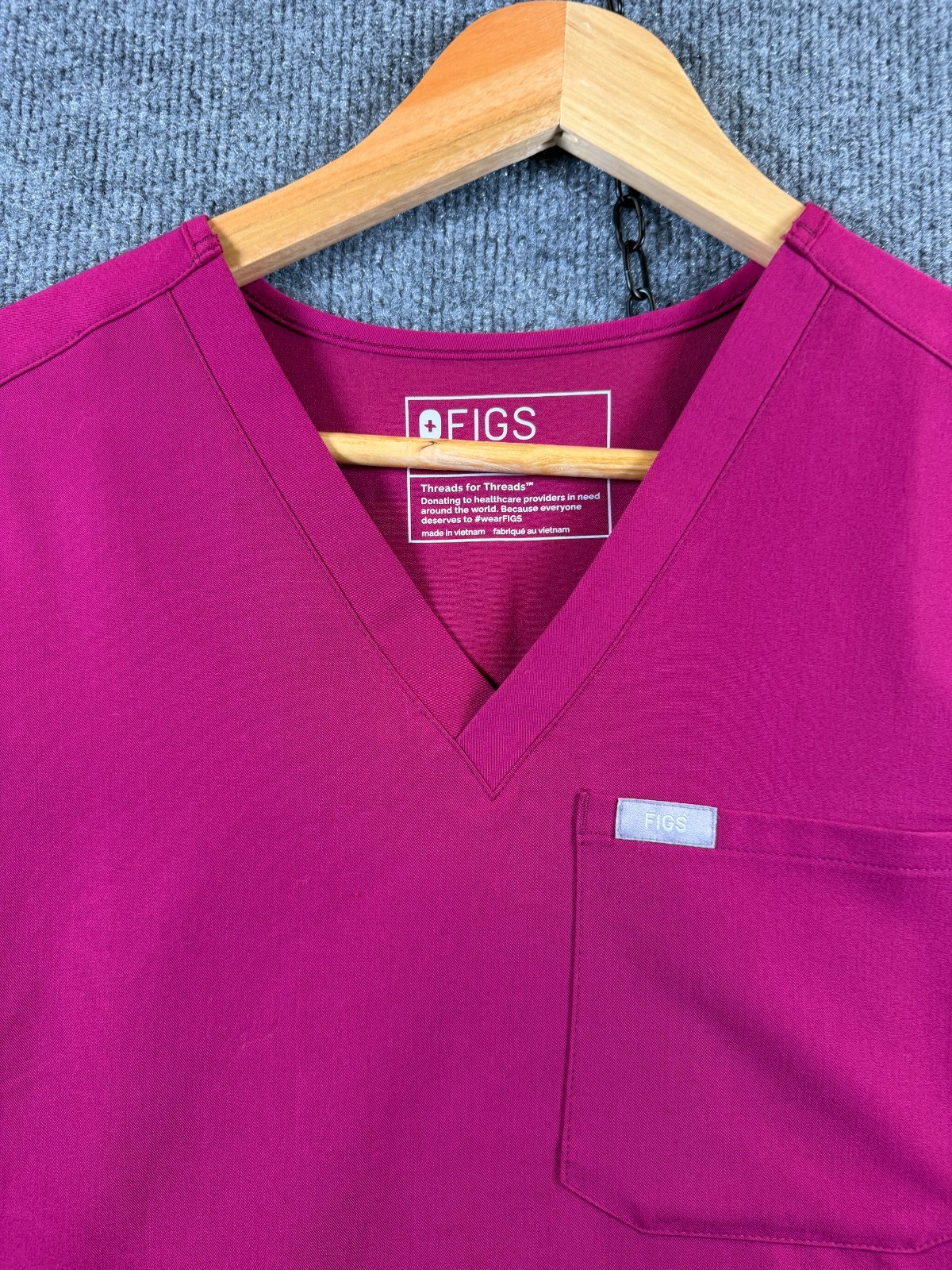 FIGS Womens Catrina One Pocket Scrub Top XXS Dark Magenta PO#2079 Medical Nurse