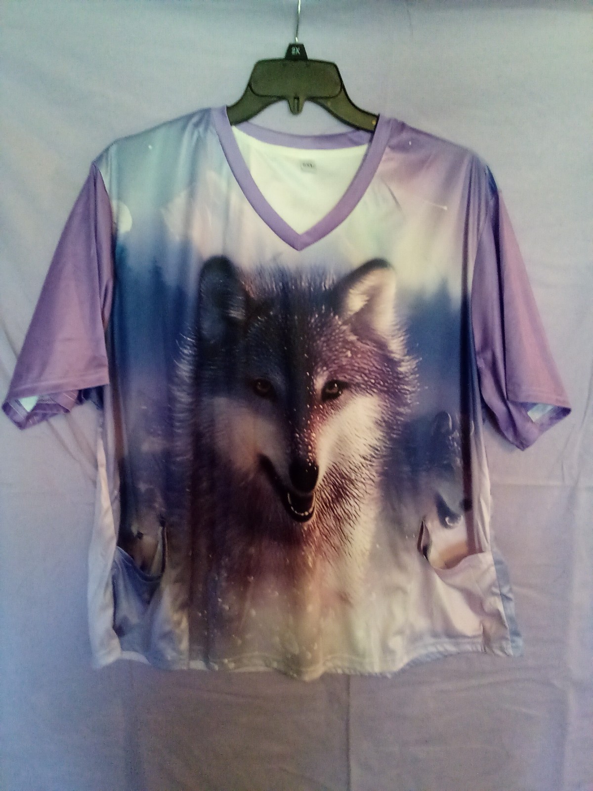 womens plus size scrubs Purple / Wolf