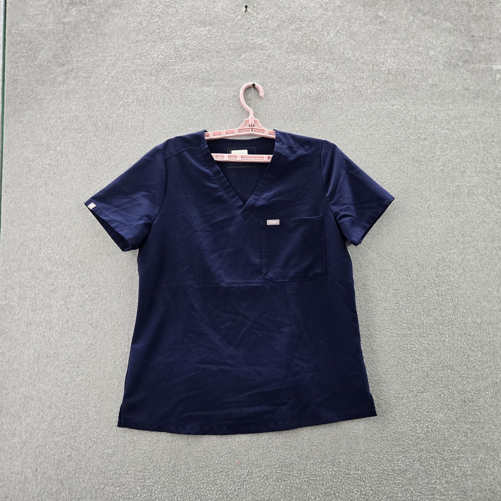 FIGS Women Scrub Top M Blue Activewear Button Short Sleeve Catarina