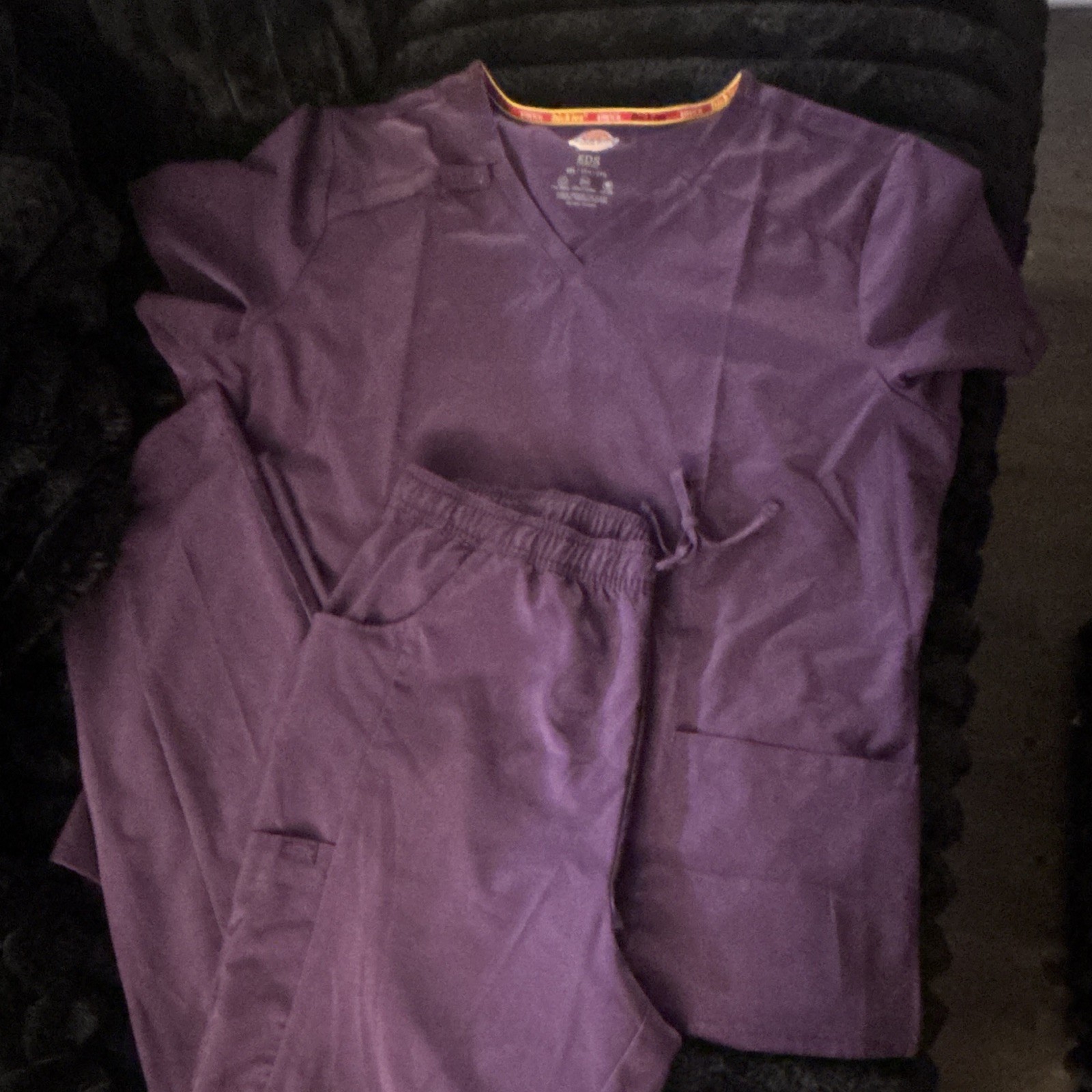 Dickies EDS Women’s Scrub Set in Eggplant Purple-3XL TOP, 2XL Tall Pants