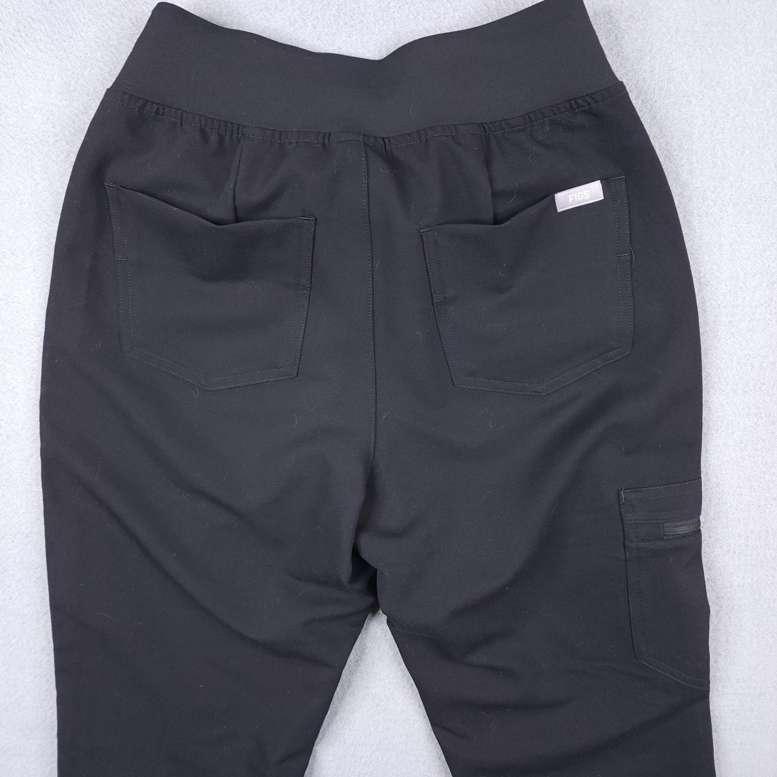 Figs Zamora High Waisted Jogger Scrub Pants Black XXSP Petite Cargo Pocket NWT
