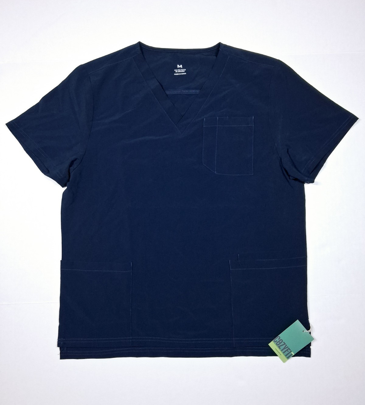 NWT Men’s Medium Navy Blue Scrub Top Cozy Fit Comfort With A Touch Of Class