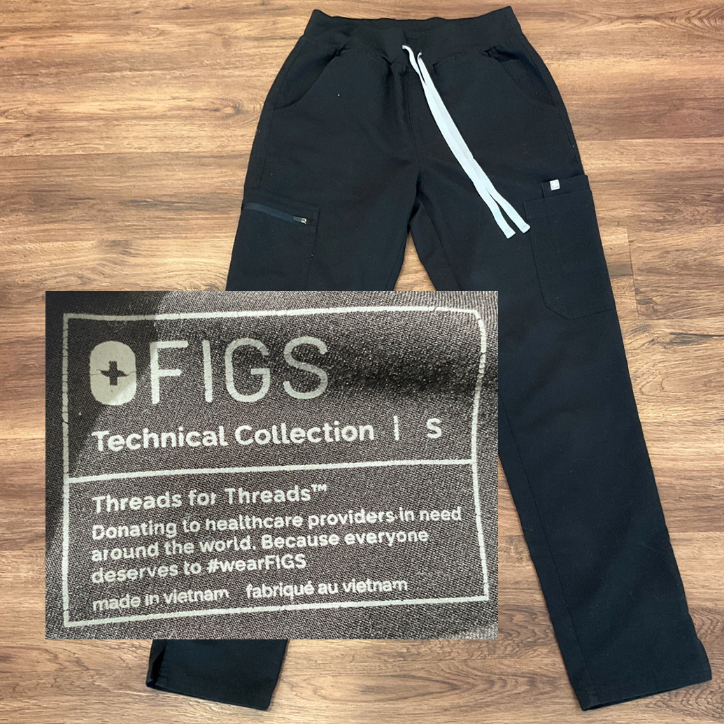 Figs Scrub Pants Womens Small Black Nursing Medical Workwear Pockets Logo – Used