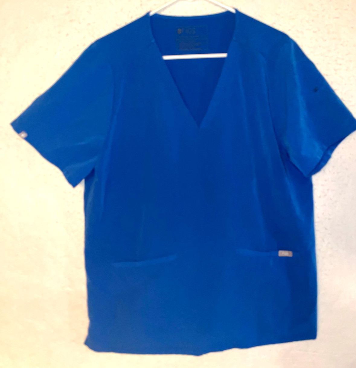 Figs Royal Blue V Neck Short Sleeves Casma Scrub Top Womens sz XL PO#2693 pocket
