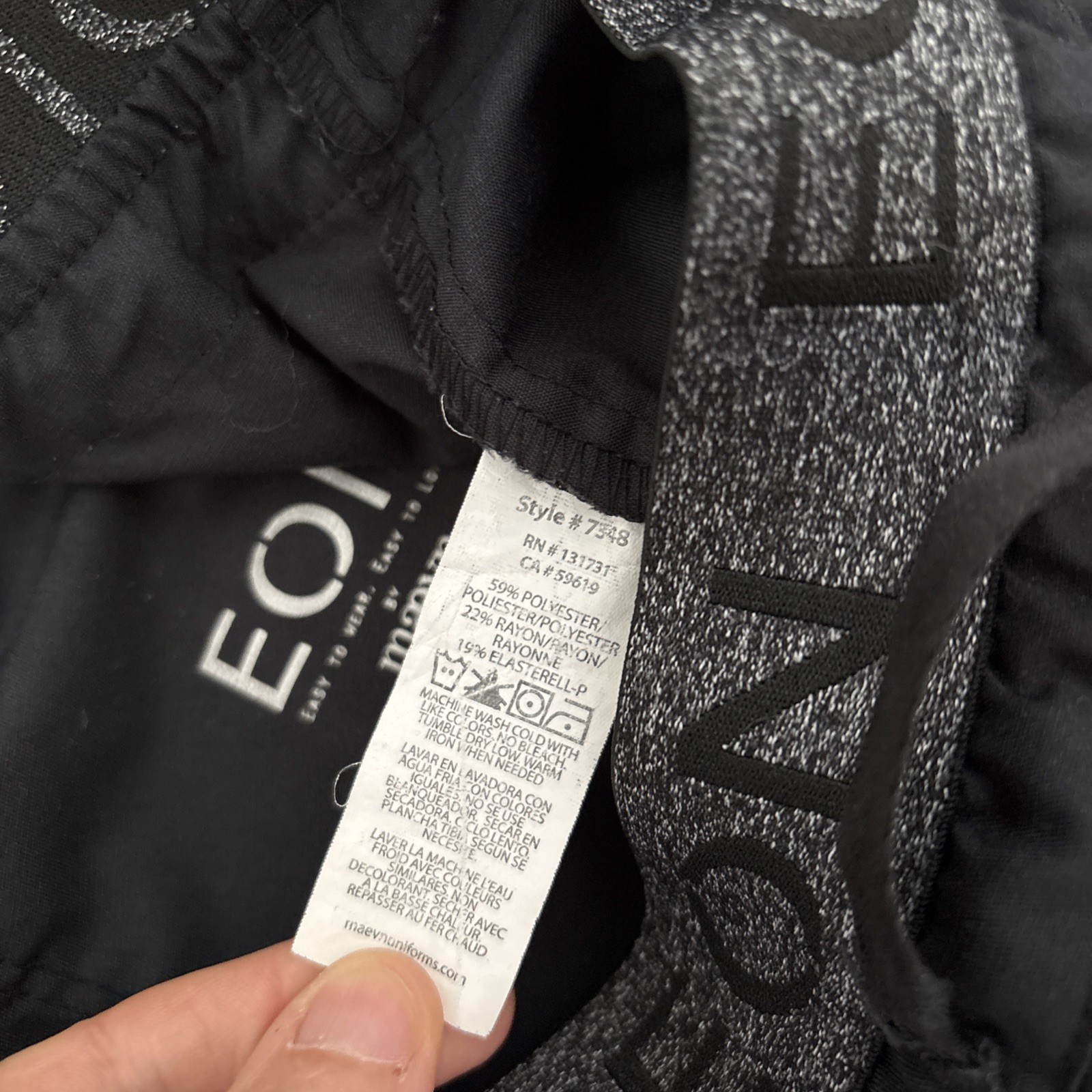 Maevn EON 7348 Elastic Waist Cargo Scrubs Pants sz M Pockets Straight Leg Black