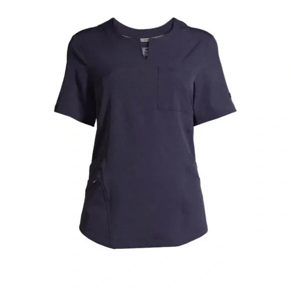 ClimateRight by Cuddl Duds Women’s Plus Navy Modern Fit Scrub Top, Size 3X