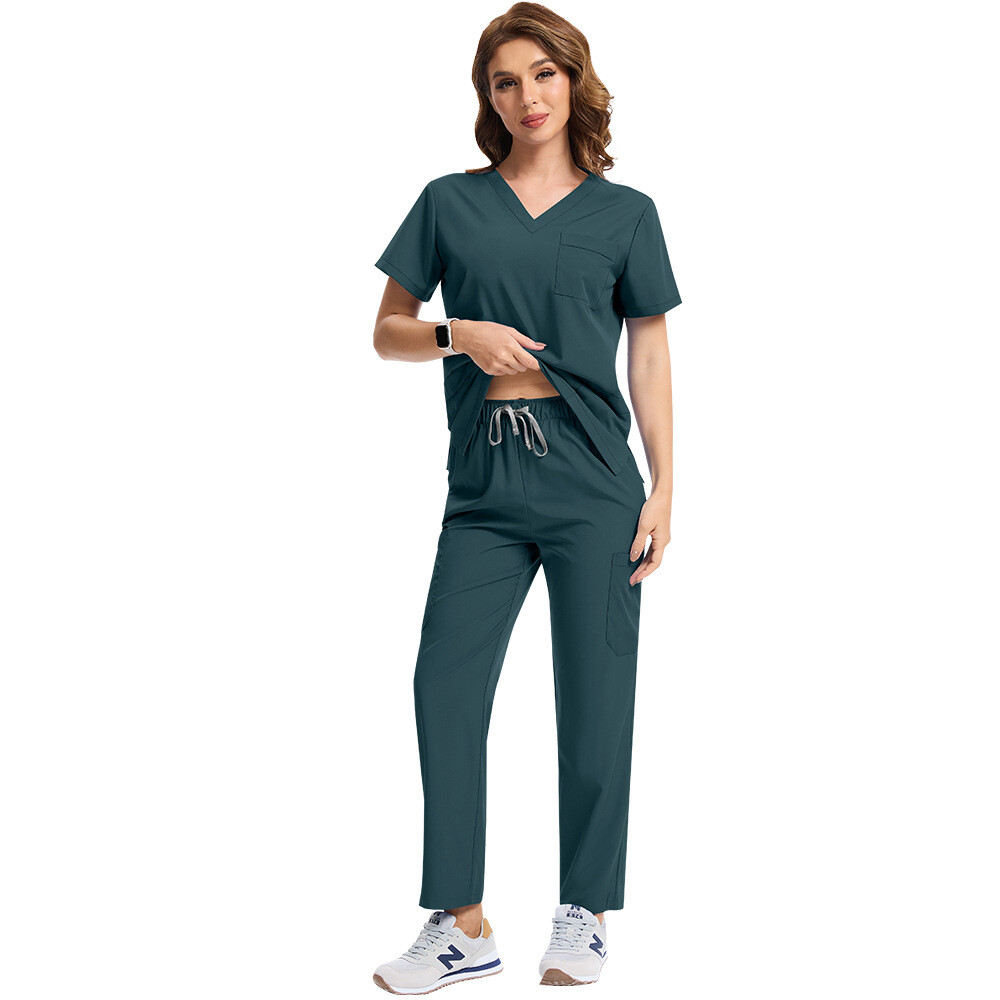 2025 Nursing Hospital Uniform Medical Scrub Set Women Men V-Neck Straight Suit