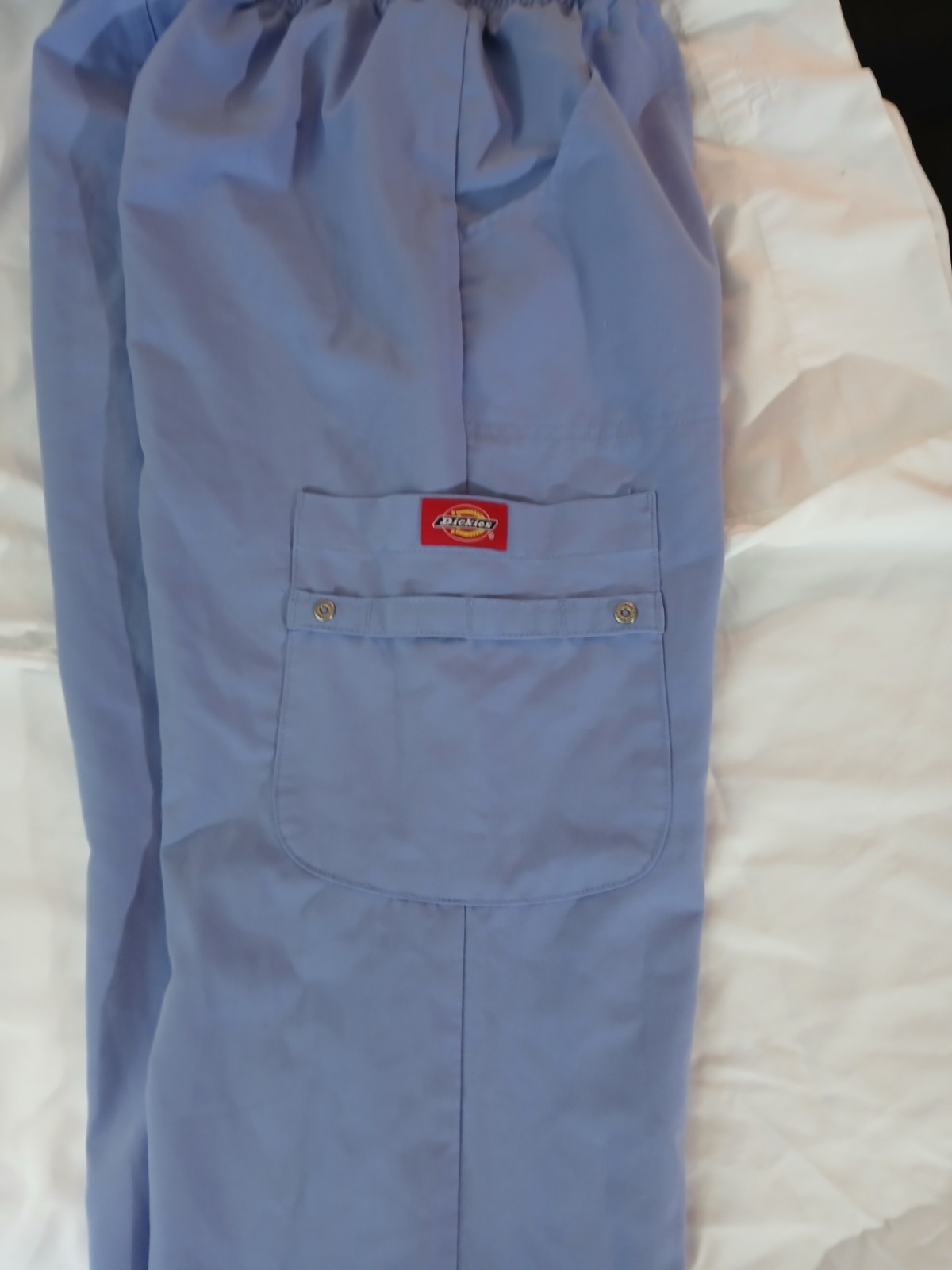 Dickies Unisex Medical Scrub Pants Bottoms Elastic Waist Blue Solid