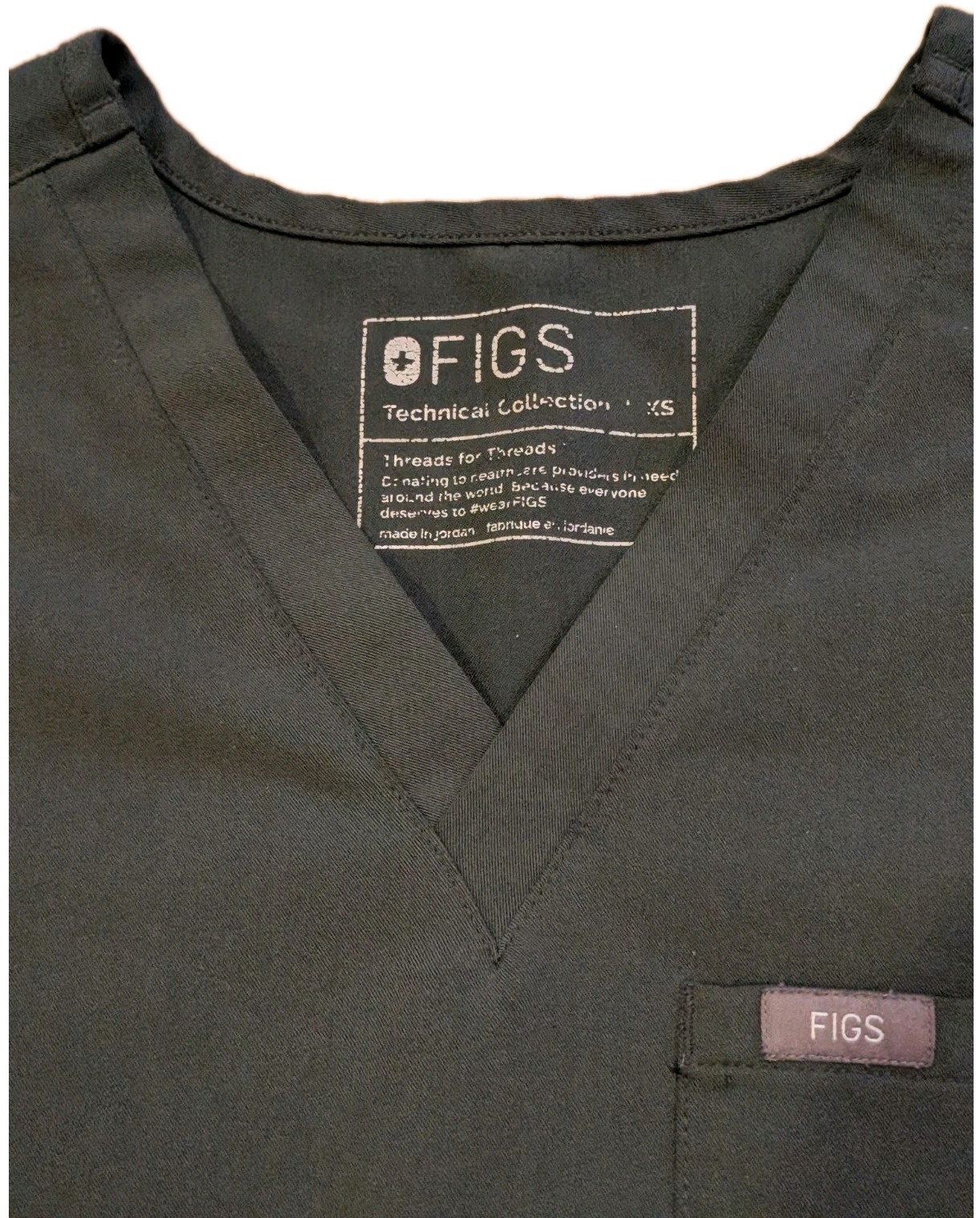 FIGS Womens XS Scrub Top Catarina Olive Green Moss Technical Collection Short Sl