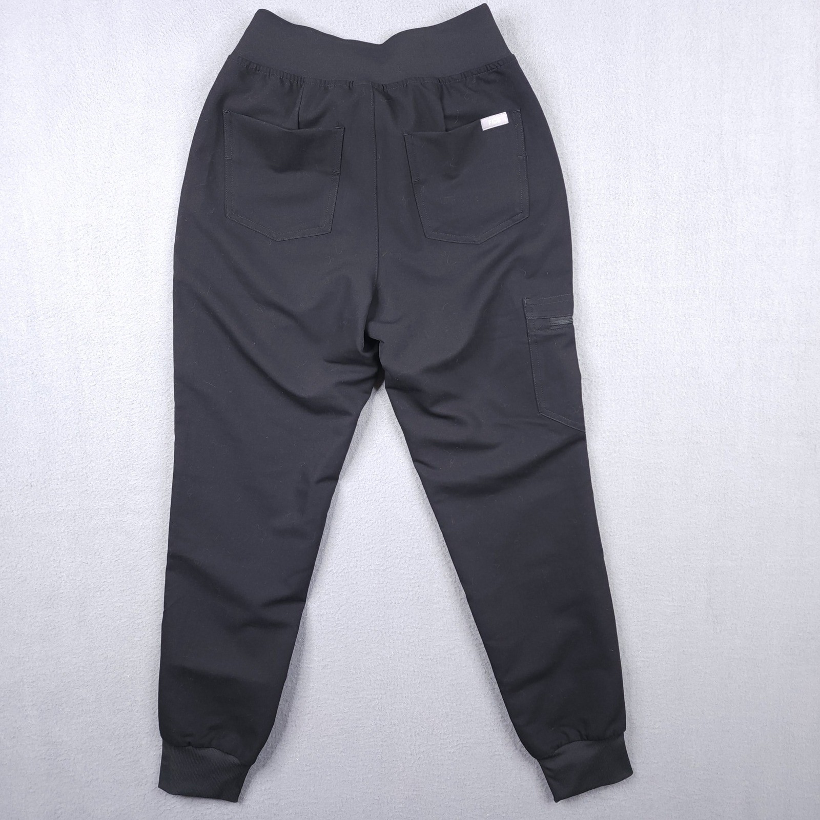 Figs Zamora High Waisted Jogger Scrub Pants Black XXSP Petite Cargo Pocket NWT
