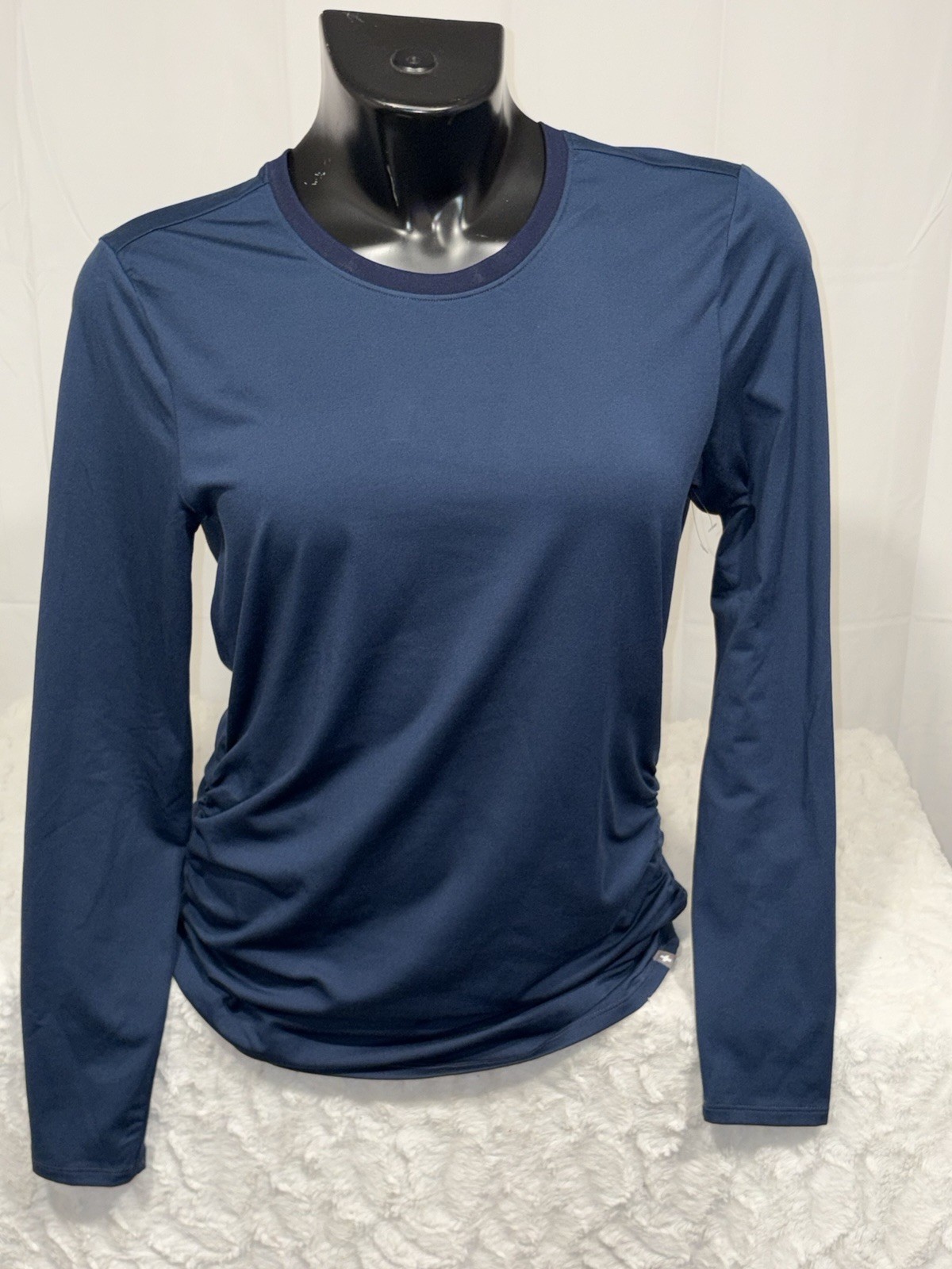 FIGS NURSE SUPER SOFT LONG SLEEVE RUCHED BLUE UNDER SCRUB TOP WOMENS SMALL NWOT