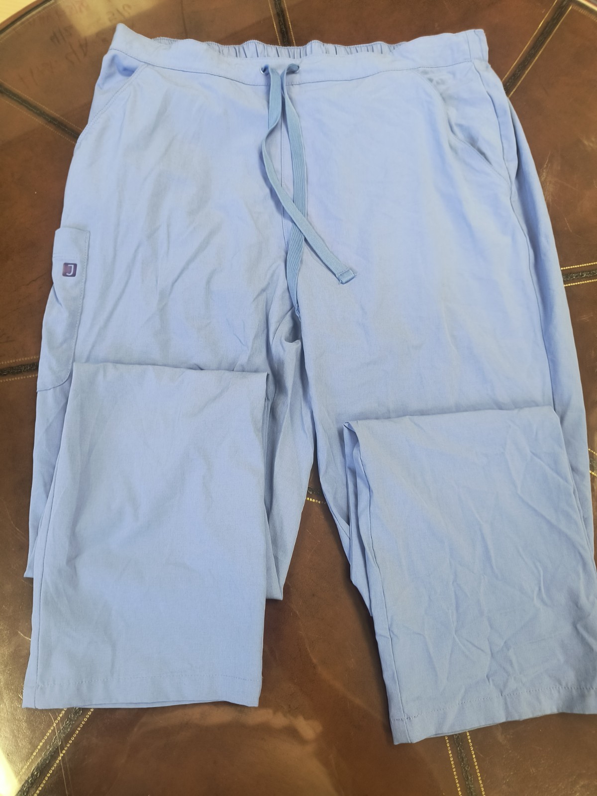 Scrub Joy Blue Solid Scrub Set Top & Pants Size L Polyester/Spandex SJ201