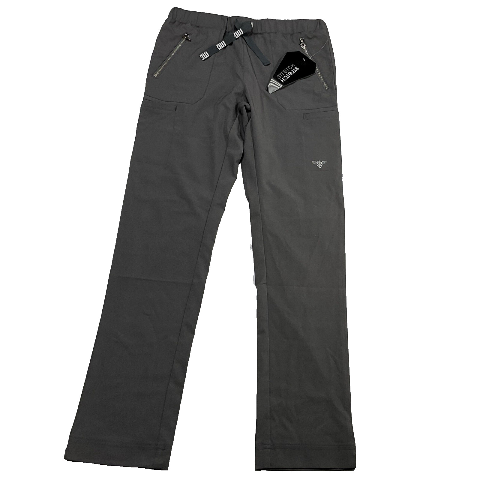 Material Girl Medgear Scrub Drawstring Pants Size S Pewter Stretch Pockets NWT
