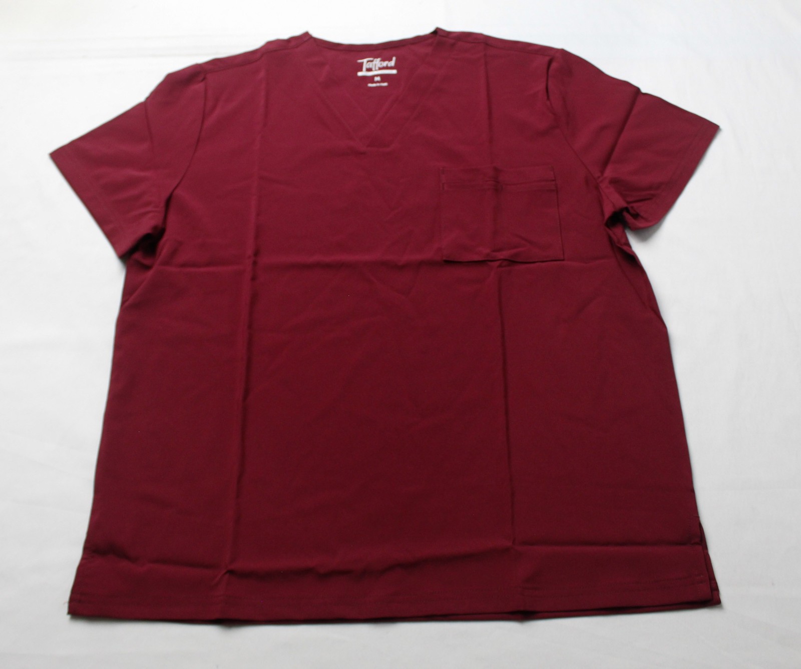 Tafford Women’s Solid Active Stretch Pocket Scrub Set EJ3 Wine Medium NWT