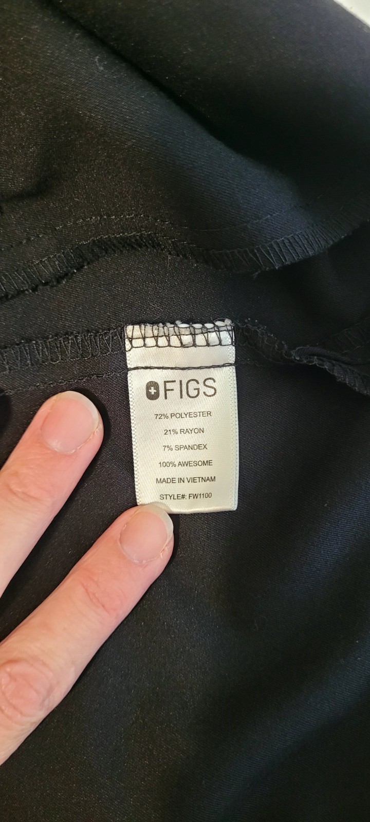 Figs, Black, Casma Three Pocket Scrub Top, Small