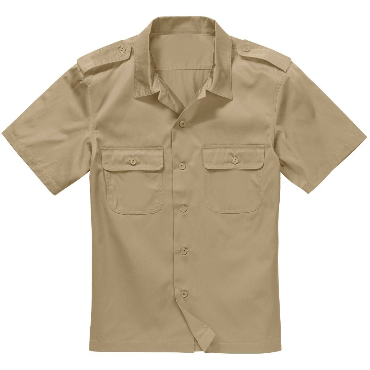 GI Vintage Chino Short Sleeve Shirt 65%Poly 35% Cotton Lightweight Shirt Khaki