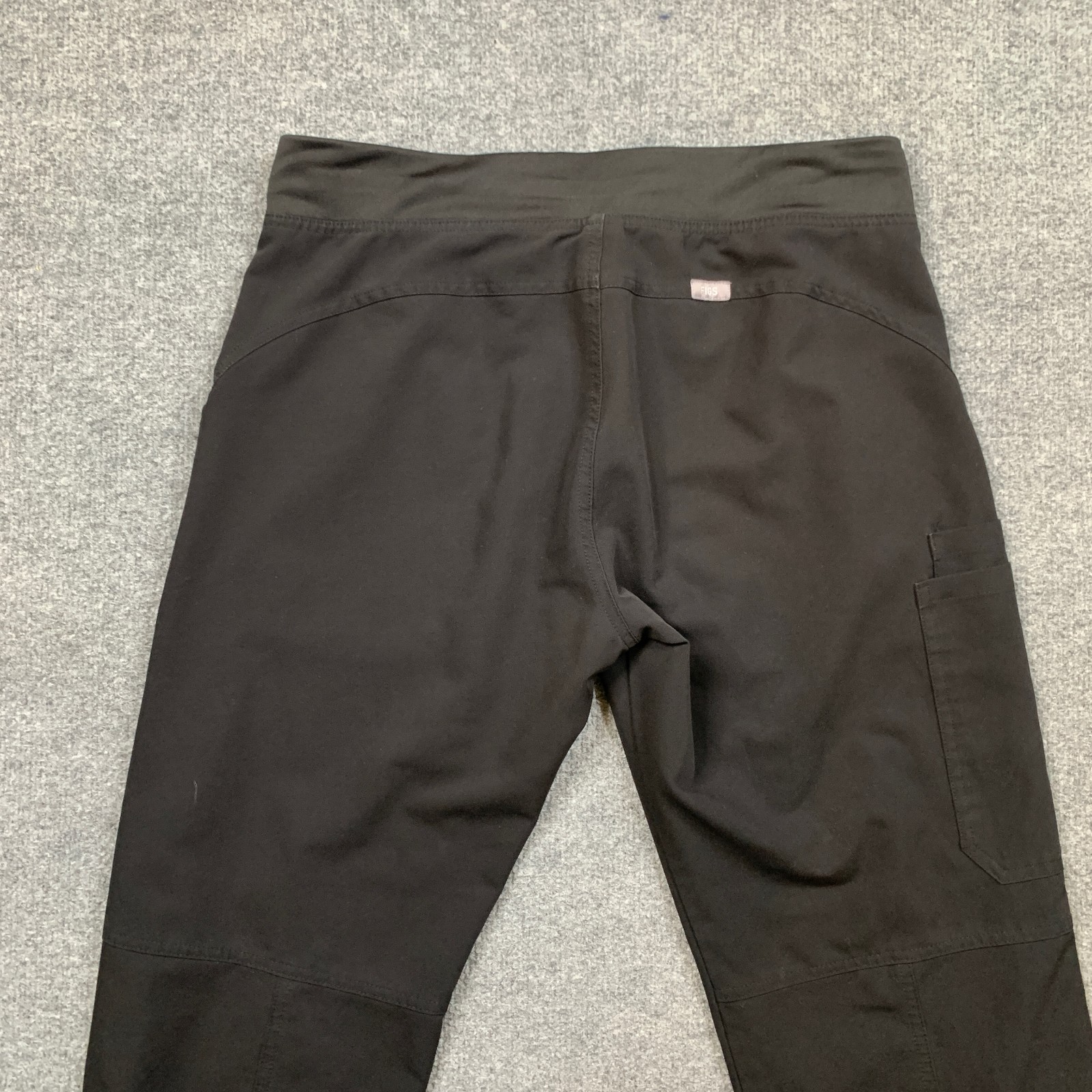 Figs Scrub Pants Womens M Medium Black Kade Straight Leg Drawcord Cargo Pocket