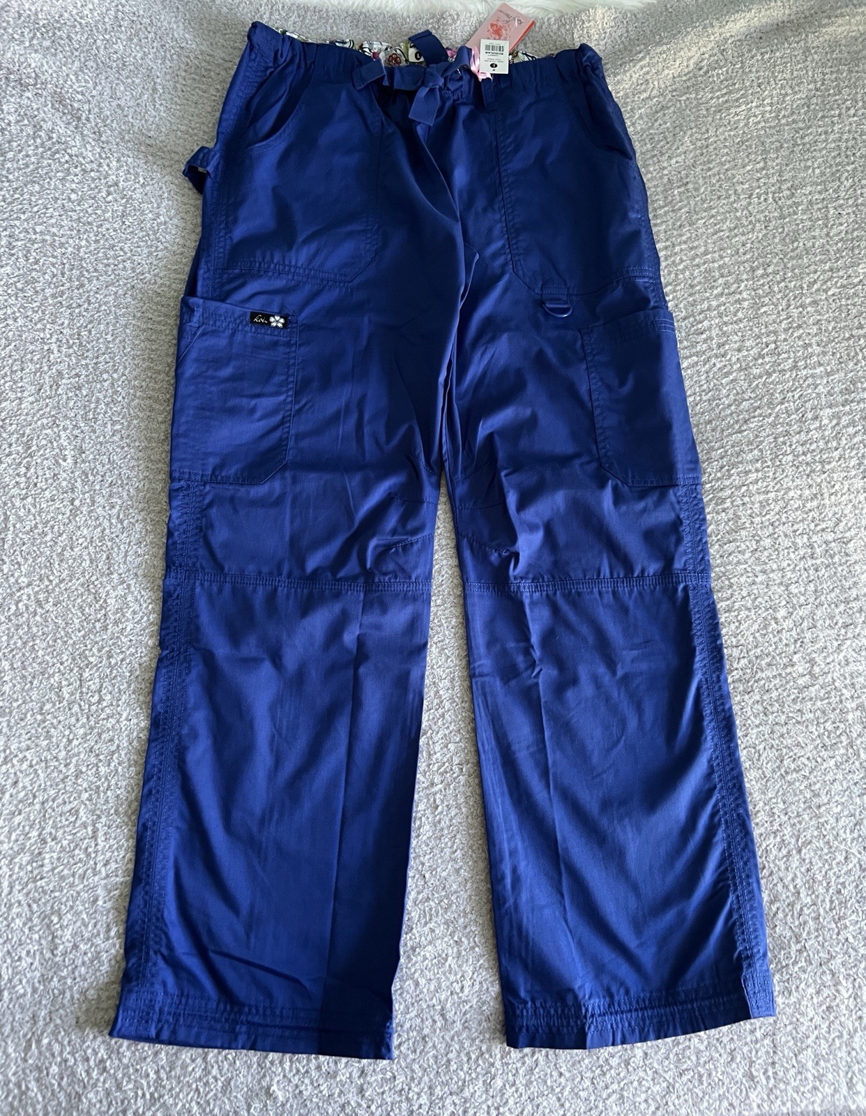 Koi Scrub Pants Women’s Large Regular Galaxy Blue Lindsey Cargo Nursing Medical