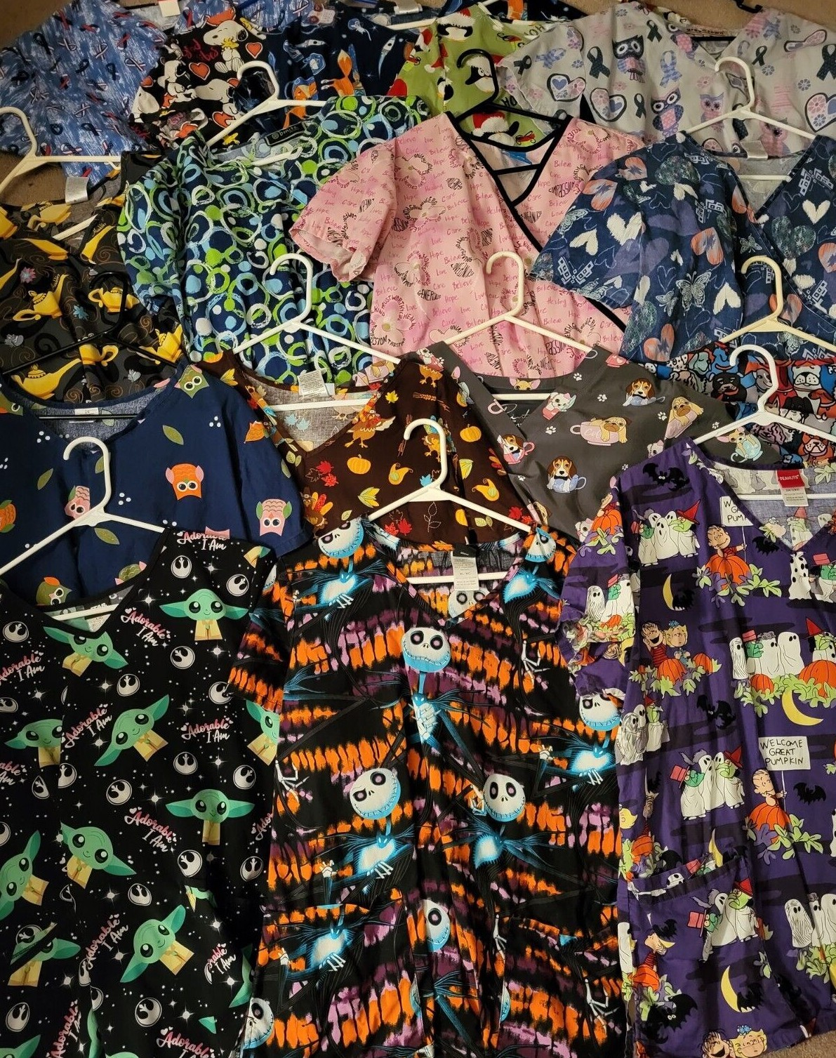 Scrub Tops Lot U-Pick – Disney, Peanuts, Star Wars, Holiday, Cats, Dogs, Flowers