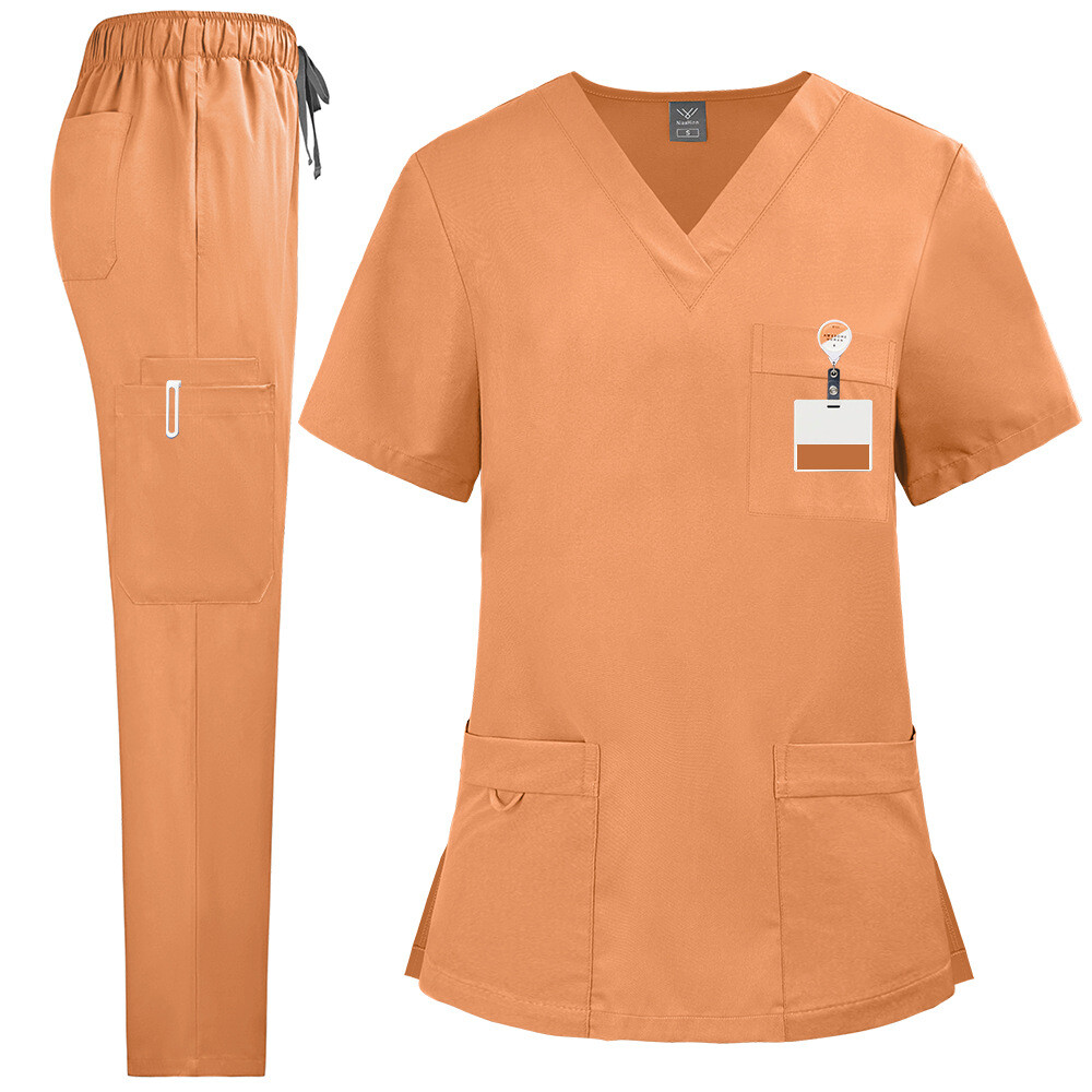 Medical Scrub Set Nursing Salon Uniform Men Women V-Neck Straight Suit Wholesale