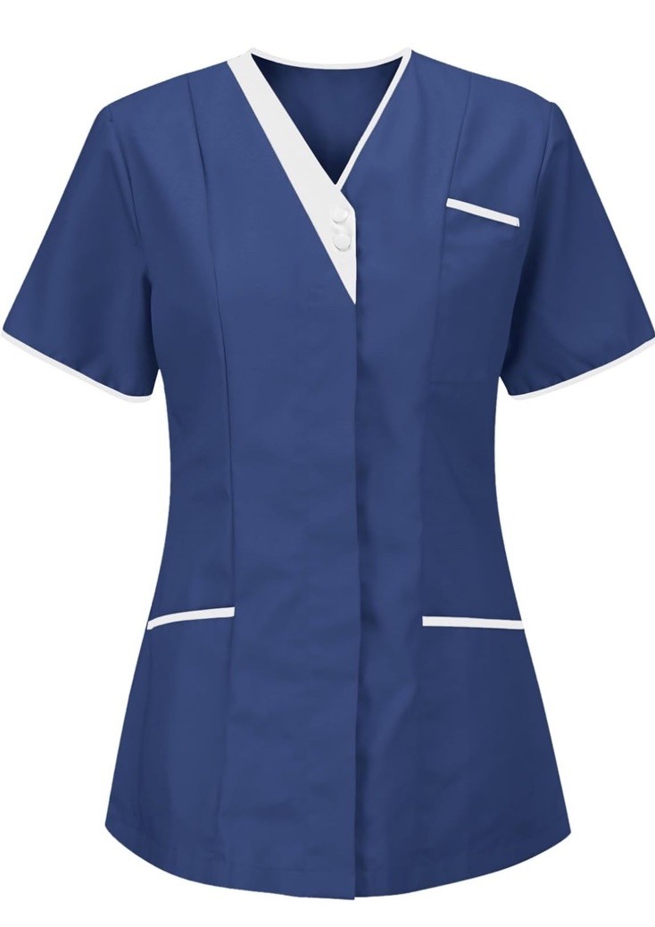 Healthcare Uniform Top Womens Medium Navy Blue Lightweight Scrub Blouse