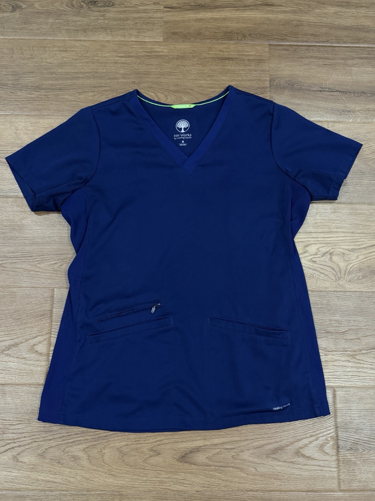 HH Works by Healing Hands Women’s V-Neck Short Sleeve Scrub Top Solid Blue M