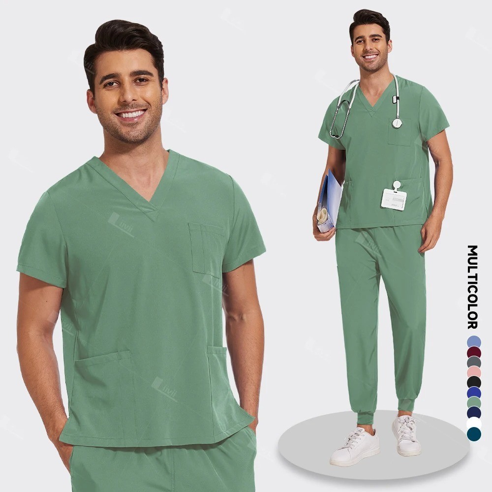 Medical Nurse Scrub Set Unisex Lightweight Breathable Anti-Wrinkle Workwear