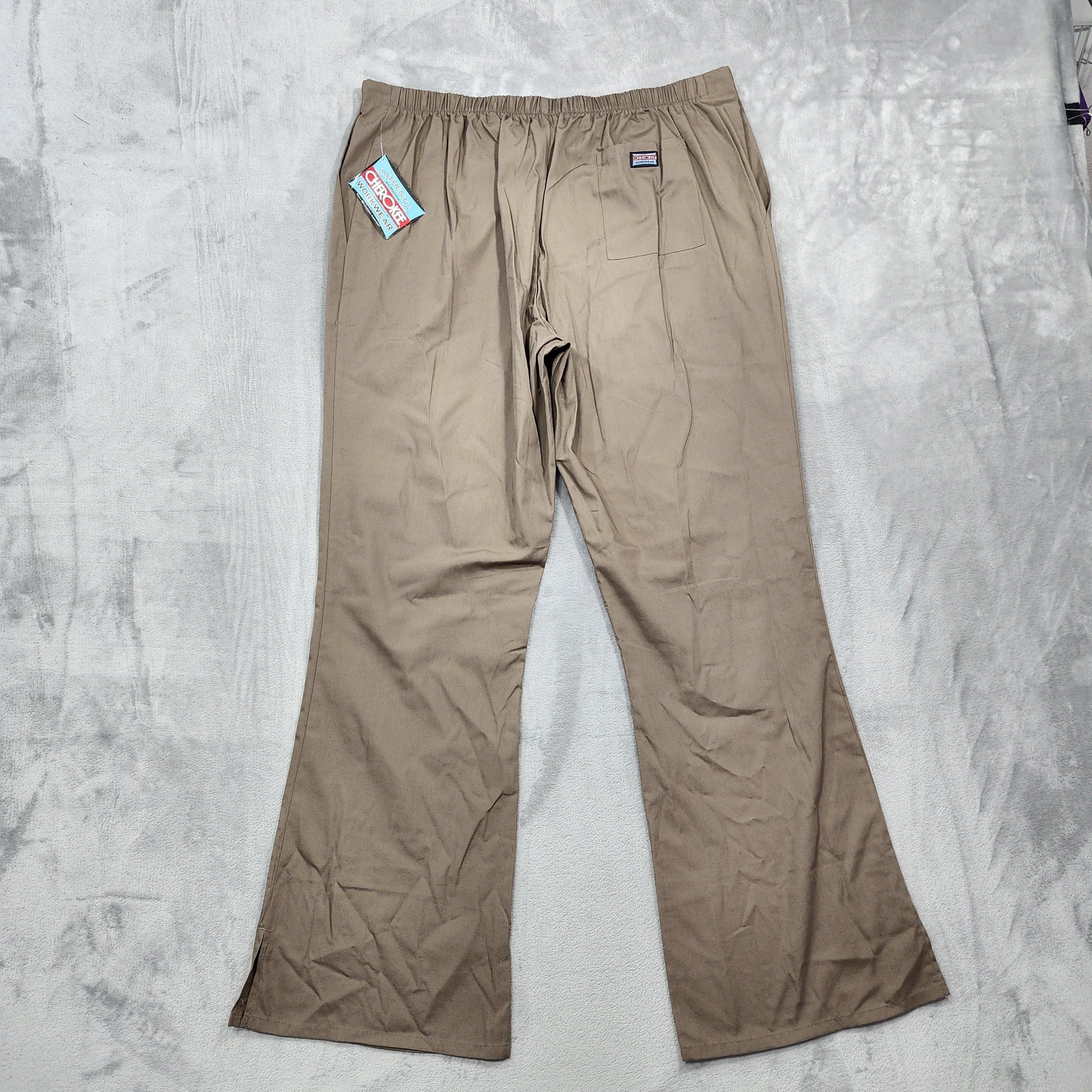 Cherokee Workwear Pants Womens XL TALL Beige Elastic Waist Scrub Medical Uniform