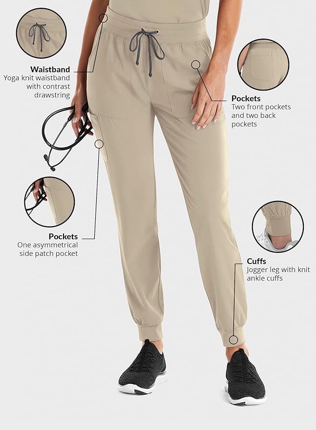 Maevn Women’s Yoga Waist Jogger Scrub Pants 8520 Matrix Impulse Sizes XXS to 3XL