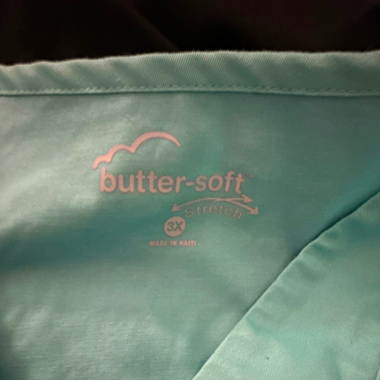 Butter-Soft Medical Scrub Top Surgical Green Solid Pattern Size 3X Polyester