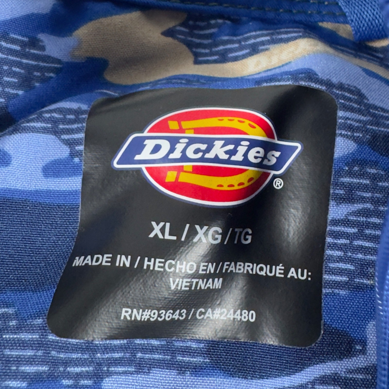 Dickies Scrub Jacket Womens XL Blue Zip Front Camo Trim Pockets 2431